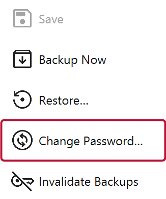 The Actions panel with the Change Password button outlined