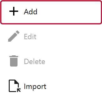 The Actions panel on the Donations view with the Add button outlined